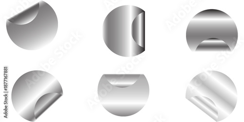 Round Label Vector Background With Shiny 3D Silver Effect