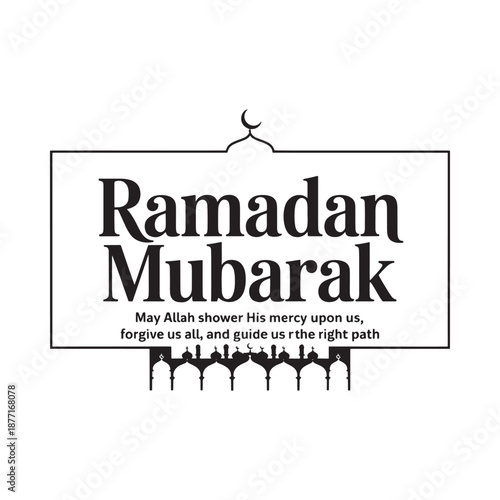 Ramadan Mubarak Wishes with Camels and Crescent Moon