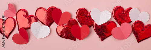 Abstract pastel background with hearts - concept Mother's Day, Valentine's Day, Birthday - spring colors , banner