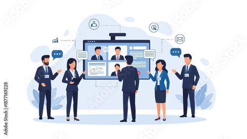 Business Meeting Online: Team Collaboration via Video Conference