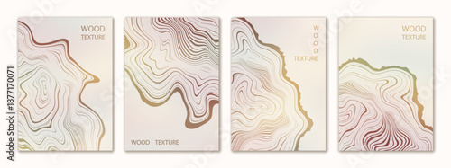 Brochure flyer design, vector background, set vertical a4 format, wood texture imitation