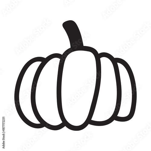 Halloween pumpkin outline in doodle style. Simple vector drawing with elegant lineart. Perfect autumn icon for thanksgiving projects and fall seasonal designs