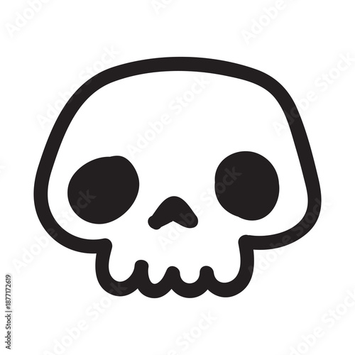 Hand-drawn skull doodles in simple cartoon style. Cute bone sketches perfect for Halloween designs, tattoo art, or spooky sticker collections with playful outline illustrations.