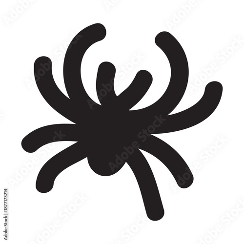 Black doodle spider illustration in hand drawn sketch style. Spooky Halloween spider in simple cartoon line art, perfect for stickers, decals, t shirts, invitations, posters, scrapbooking
