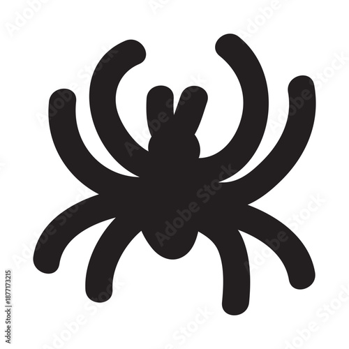 Black doodle spider illustration in hand drawn sketch style. Spooky Halloween spider in simple cartoon line art, perfect for stickers, decals, t shirts, invitations, posters, scrapbooking