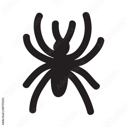 Black doodle spider illustration in hand drawn sketch style. Spooky Halloween spider in simple cartoon line art, perfect for stickers, decals, t shirts, invitations, posters, scrapbooking