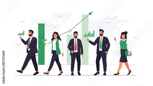 Business Team Succeeding with Growth Chart and Positive Trend