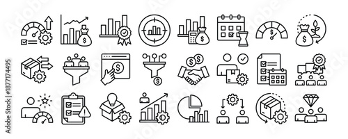 Key Performance Indicators icon collection. Containing design performance, indicator, management, strategy, kpi