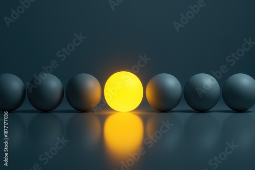 Illumination Among the Shadows: One orb shines brightly amongst the others, capturing an artistic composition of distinction and prominence.