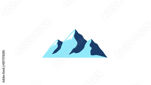 Stylized Mountain Peaks with Snow Caps - Flat Design Vector