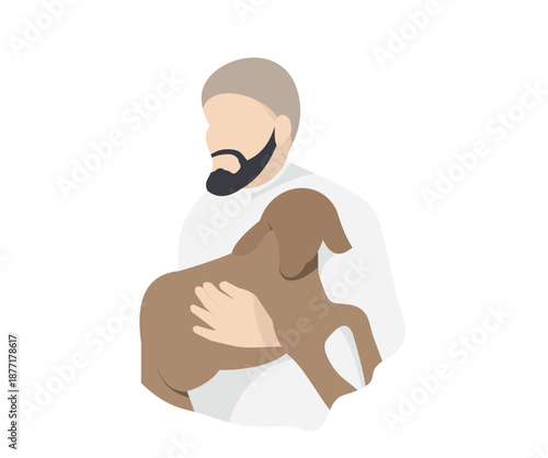 Muslim Man Holding a Lamb