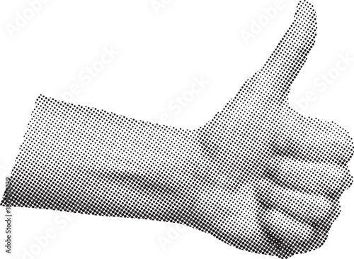 A hand giving a thumbs up gesture in approval or agreement viewed from the side in a positive illustration