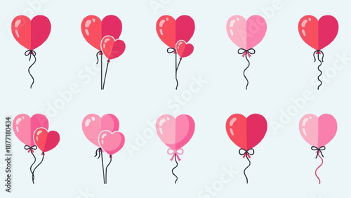 Collection of Heart Shaped Balloons for Valentines Day Celebration.