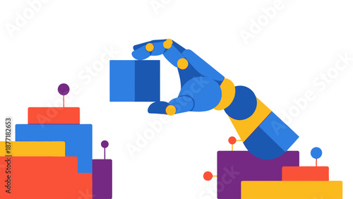 Robot Hand Building Abstract Structure with Blocks