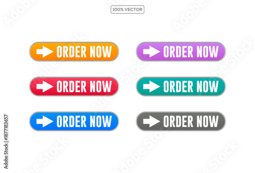 Order now. Set of button shop now or buy now. Modern collection for web site. Vector illustration template