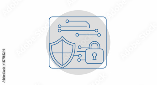 Cyber Security Shield and Padlock on Digital Circuit Board.