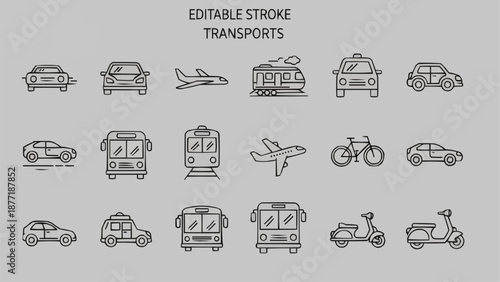 Collection of Transportation Icons Vector Art.