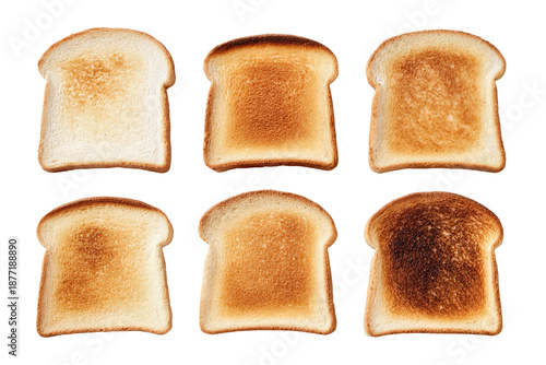 Toast progression lightly browned to nearly burnt