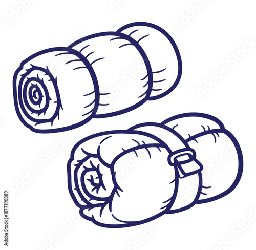 Rolled sleeping bags vector illustration suitable for camping hiking outdoor activities designs