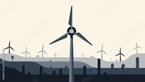 Wind Farm Landscape with Modern Wind Turbines