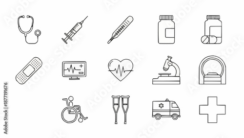 Collection of Medical Healthcare Icons and Symbols.