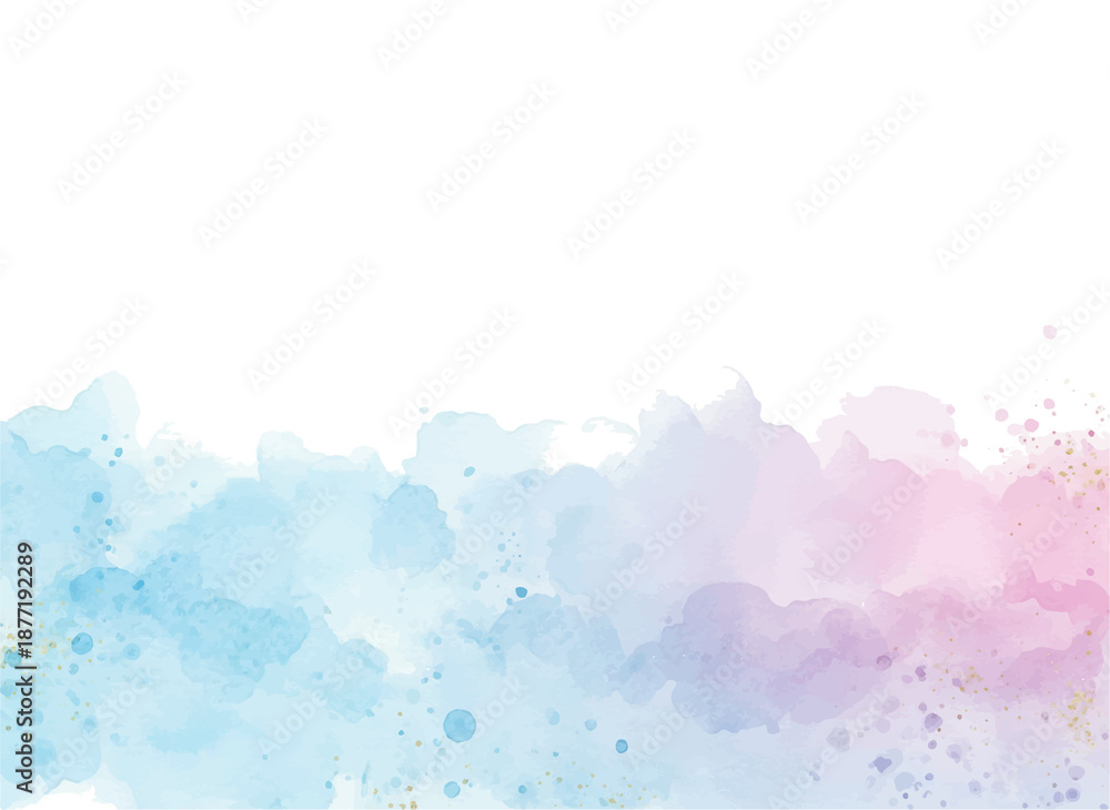 Obraz premium Pastel Pink and Purple Watercolor Abstract Background with Metallic Gold Accents for Grunge Card Templates 