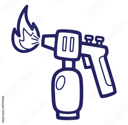 Vector illustration of a blowtorch with flame ready to solder or heat materials