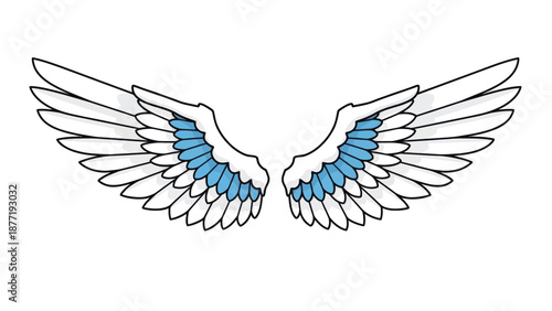 Elegant white wings with blue accents vector