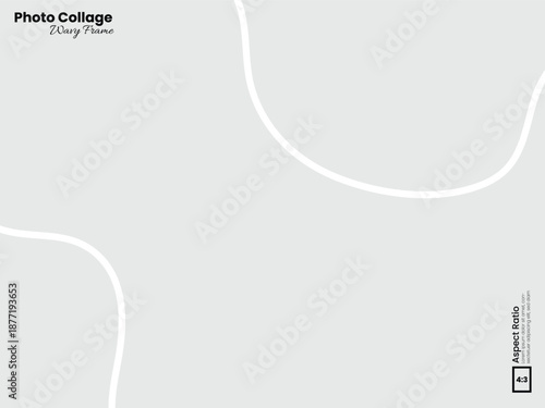 Flowing curved photo layout concept for modern horizontal presentation in 4:3 ratio