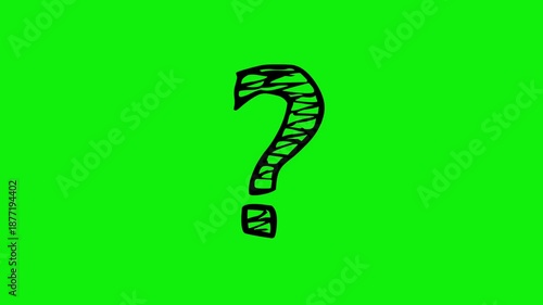 Animation of question mark sketch symbol on green background. 4k Video 