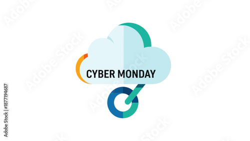 Cyber Monday Cloud Sale Icon with Connecting Rings