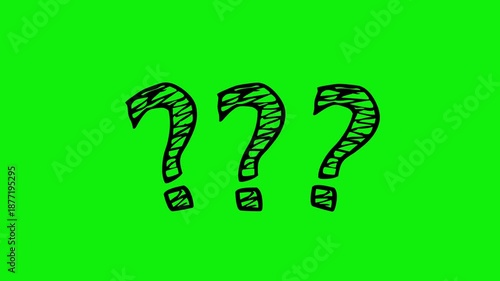 Animation of question mark sketch symbol on green background. 4k Video 