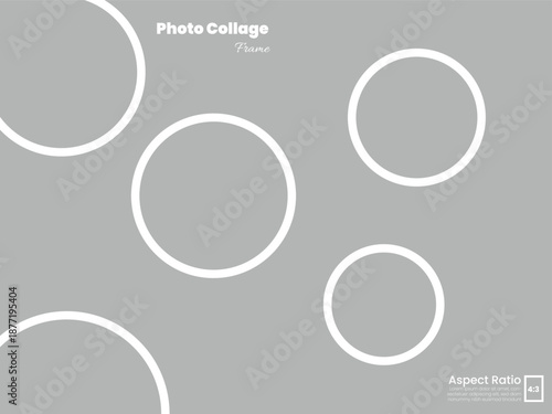 Five circle photo frame layout for creative poster design in 4:3 format