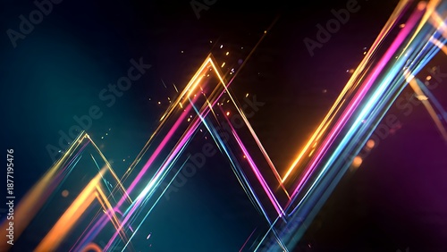 Vibrant Neon Zigzag Lines Crossing Each Other in a Dynamic Abstract Composition