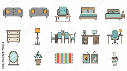 Collection of Modern Furniture and Home Decor Items.
