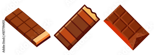 Assortment of stylized chocolate bars isolated on a clean white background