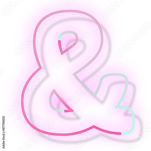 Png glowing neon light ampersand sign