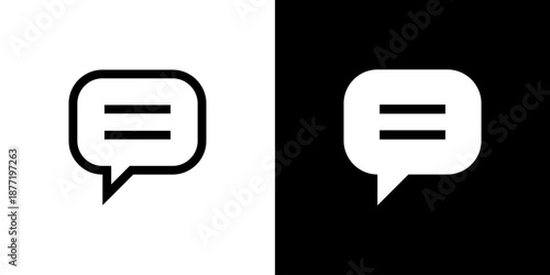 Chat icon concept with flat Black White Background. Vector illustration.