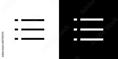 Menu icon concept with flat Black White Background. Vector illustration.