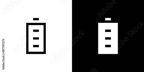 Battery icon concept with flat Black White Background. Vector illustration.