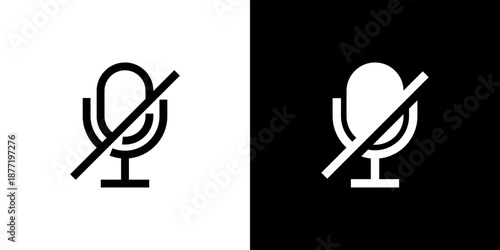 Mute icon concept with flat Black White Background. Vector illustration.