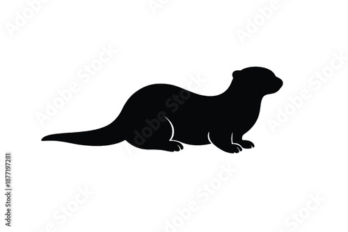 Isolated vector illustration of a wild black panther and feline lion silhouettes among running animals and pets on white