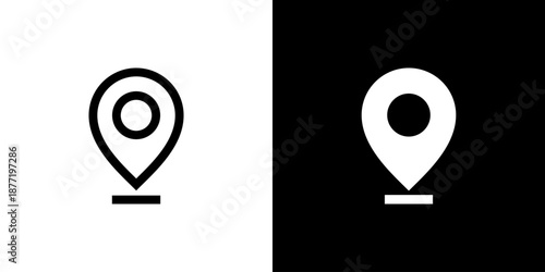 Location icon concept with flat Black White Background. Vector illustration.