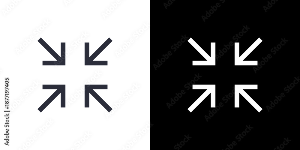 Fototapeta premium Shrink icon concept with flat Black White Background. Vector illustration.