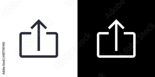 Upload icon concept with flat Black White Background. Vector illustration.