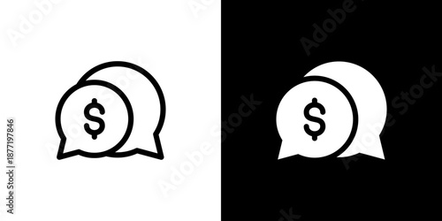 Chat icon concept with flat Black White Background. Vector illustration.