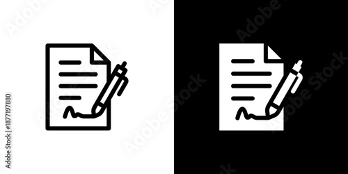 Contract icon concept with flat Black White Background. Vector illustration.