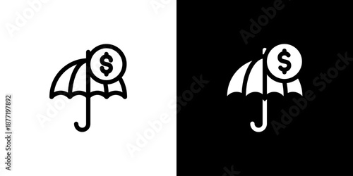 Insurance icon concept with flat Black White Background. Vector illustration.