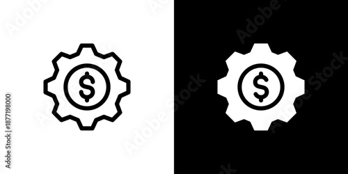 Service icon concept with flat Black White Background. Vector illustration.
