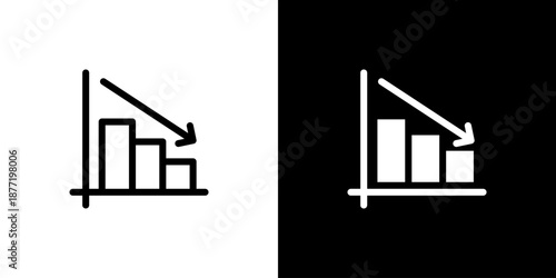 Decrease icon concept with flat Black White Background. Vector illustration.